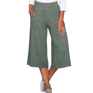 Peace Love World‎ Heather Knit Gaucho 1X Pants Pull On Pockets Costal Casual